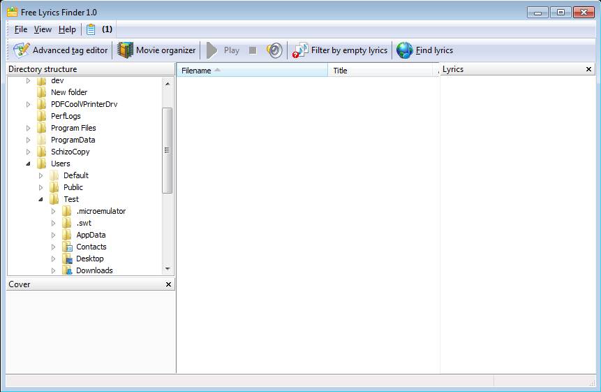 Free Lyrics Finder default window