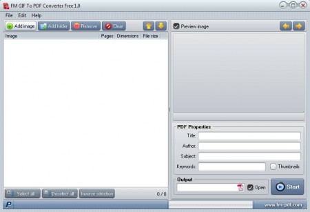 GIF To PDF Converter default window