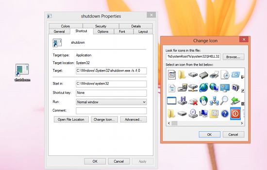 How change icon on a shorcut in windows 8