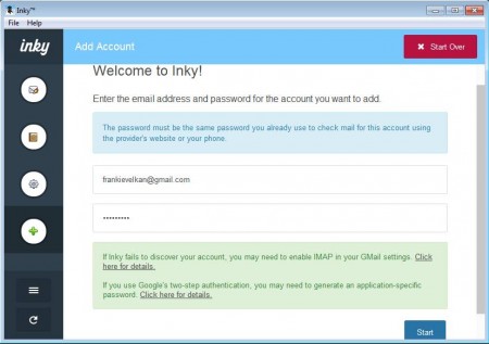 Inky adding email account
