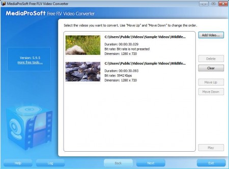 MediaProSoft Free FLV Video Converter second step