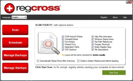 RegCross free registry cleaning software