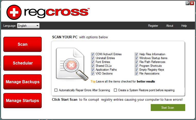 RegCross default window