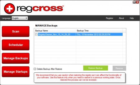 RegCross registry backup