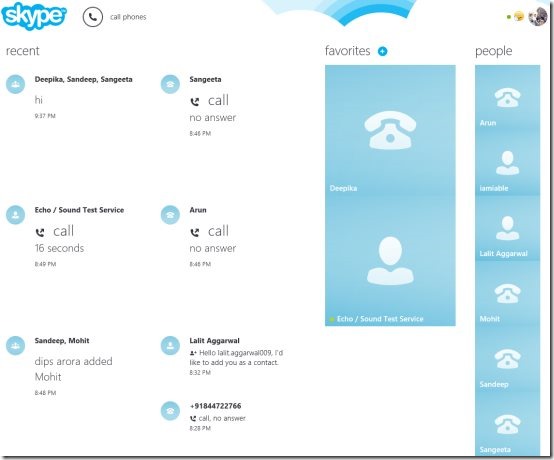 Windows 8 Skype app