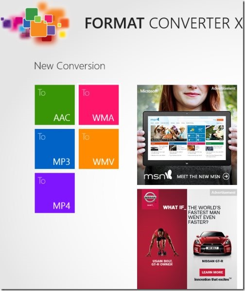 Windows 8 media format converter app