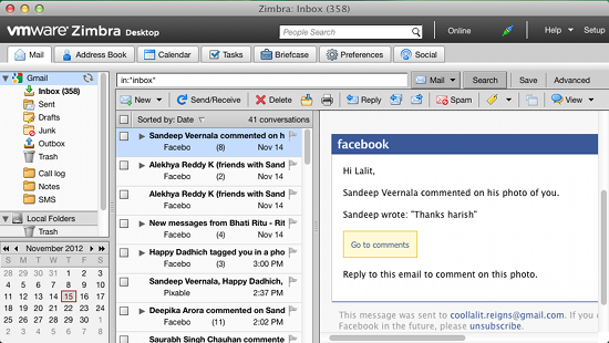 Zimbra Desktop email client for mac 