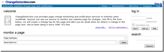 changedetection monitor website for changes