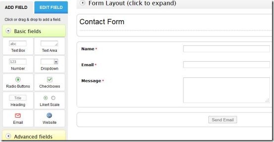create an online form fields