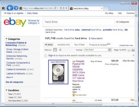 eBay Anywhere Internet Explorer searching