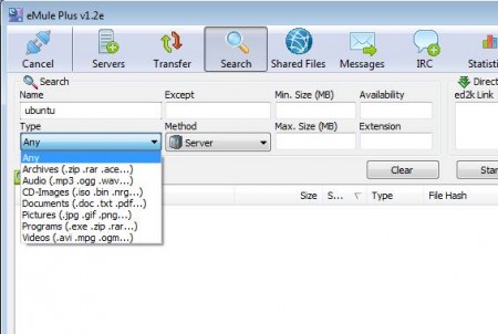 eMule Plus searching files