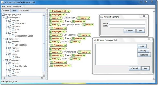 jaxe xml editor interface