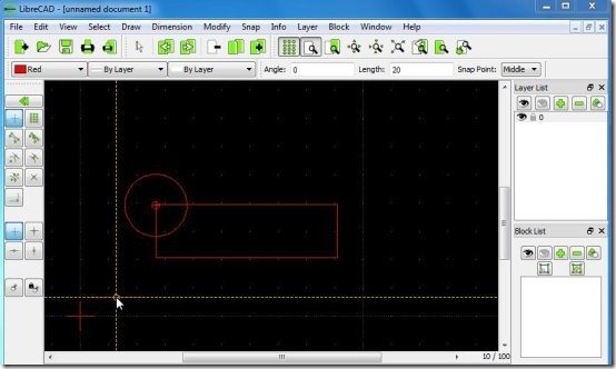 libreCAD free CAD software interface