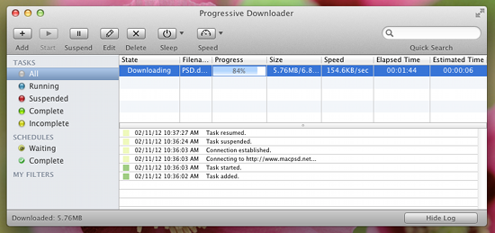 progressive downloader screenshot