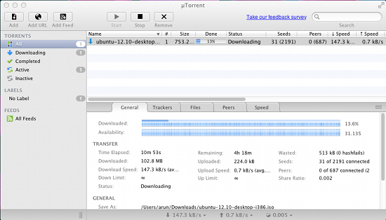 utorrent for mac screenshot