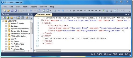 webbo asp.net ide