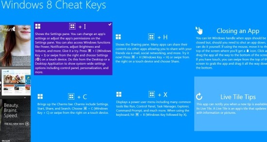 windows 8 shorcuts cheat keys
