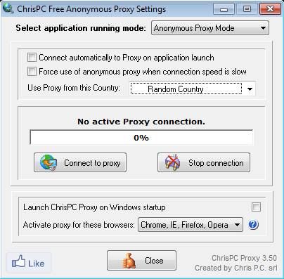 ChrisPC Free Anonymous Proxy default window