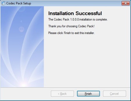 Codec Pack finished install