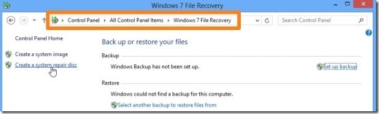 Create a system repair disc in windows 8