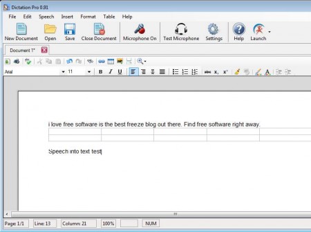 Dictation Pro dictating text