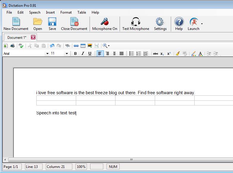 Dictation Pro dictating text