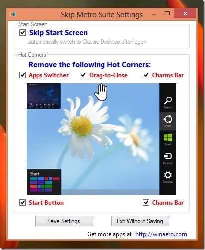 disable hot corners in Windows 8