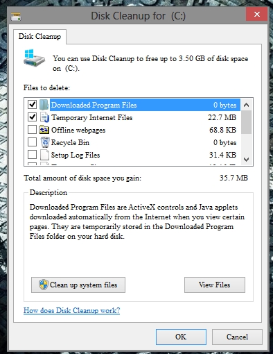Disk Cleanup In Windows 8