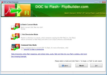 Doc To Flash free word to flash converter default window