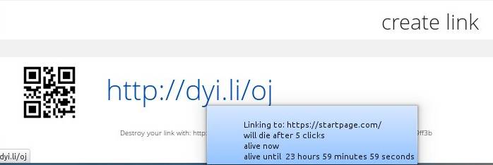 Dyinglinks link generated