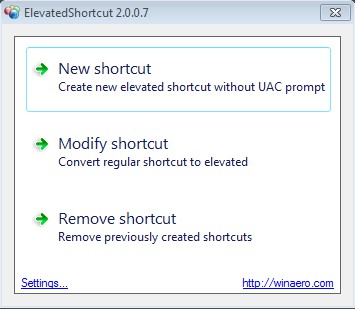 ElevatedShortcut to Bypass UAC default window