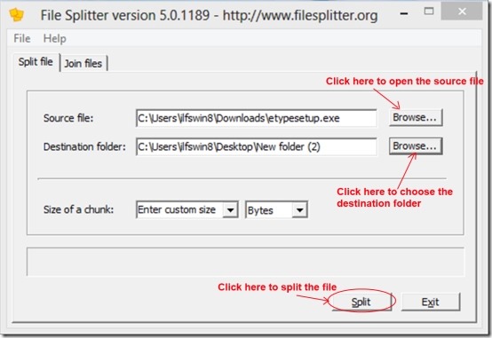File Splitter 03 split files