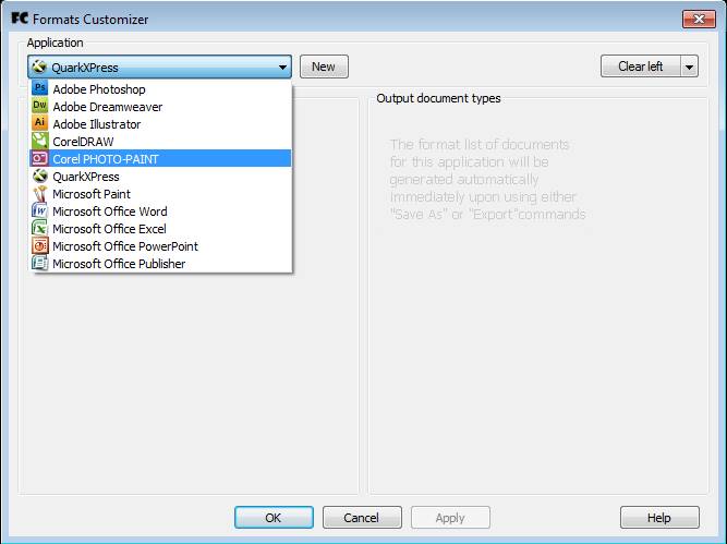 Formats Customizer change format list