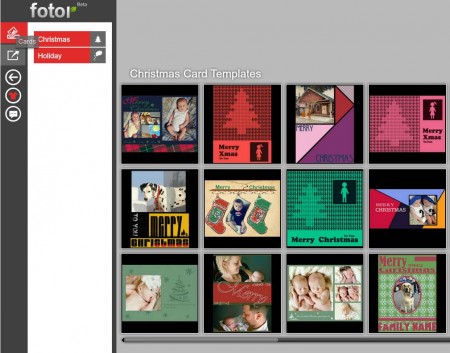 Fotor to create Christmas cards default window