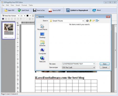 Free PDF Editor saving document