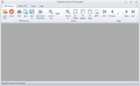 Free PDF to Word TXT Converter default window