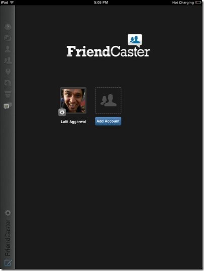 FriendCaster for Facebook add account