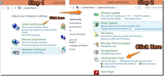 How to navigate to administrative tools in windows 8