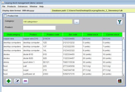 Lecprog stock management product list