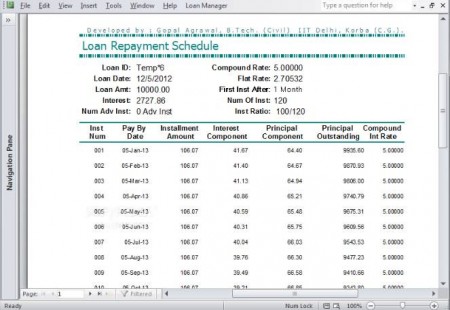 Loan Manager schedule printing