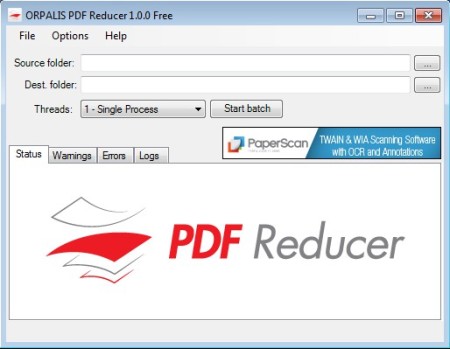 PDF Reducer free PDF compression software default window