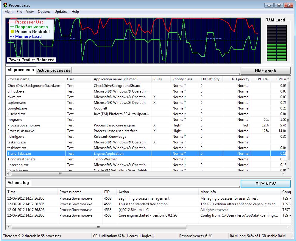 Process Lasso default window