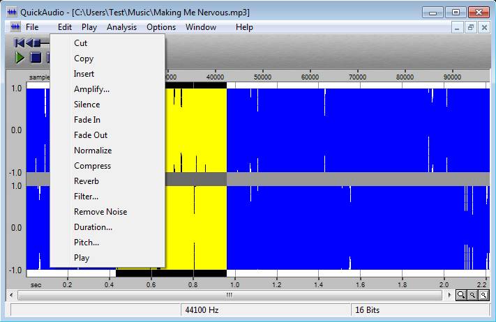 QuickAudio editing audio