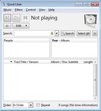 Quod Libet free audio player default window