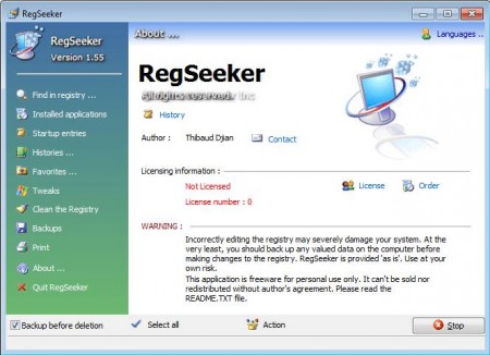 RegSeeker free system maintenance software