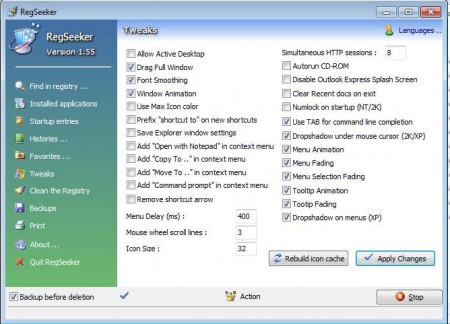 RegSeeker system tweaker
