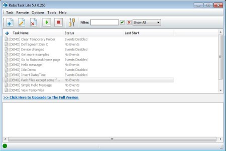 RoboTask Lite free task automation software default window