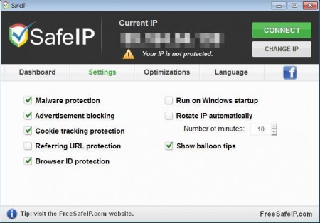 SafeIP changing settings
