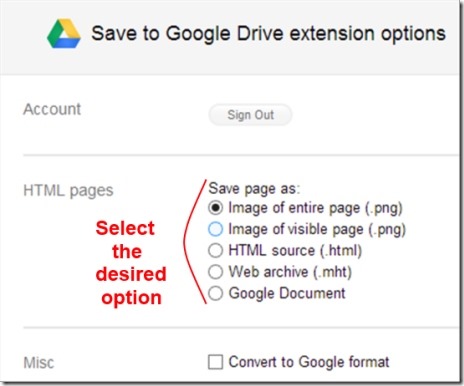 Save to google drive 03 save web pages