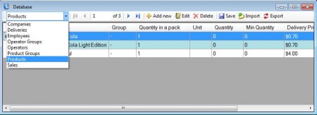 Sklad database managing